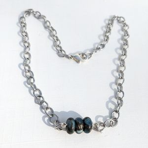 Jasper Stainless Steel Silver Chain Necklace Handmade  Crystals Grounding Unisex